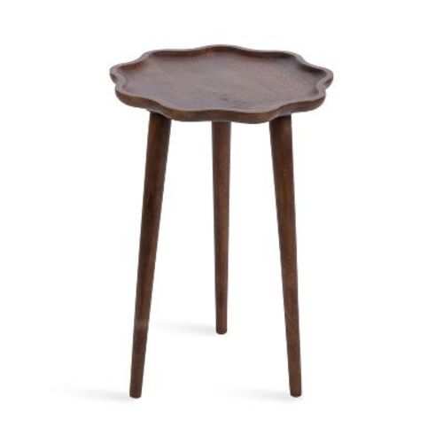 Kate and Laurel Alezar Scallop Wood Side Table, 15x15x22, Walnut Brown
