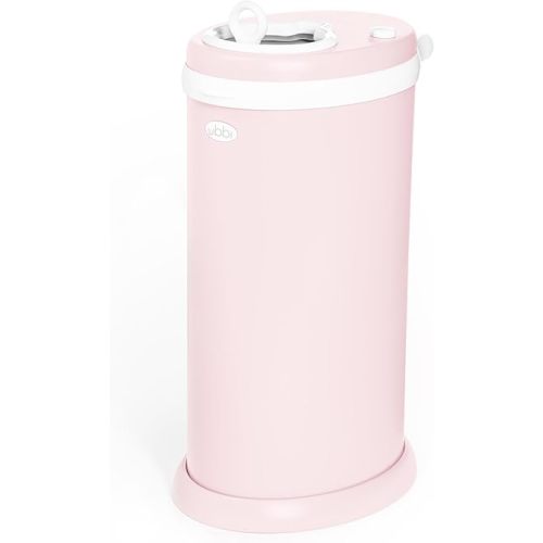 Ubbi Steel Diaper Pail, Odor Locking, No Special Bag Required, Award-Winning, Registry Must-Have, Blush Pink