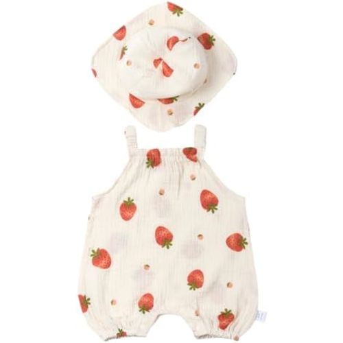 ACESTAR Baby Girls Toddler Sleeveless Muslin Romper One-Piece Halter Jumpsuit with Hat Summer Outfits Overall Clothes Set
