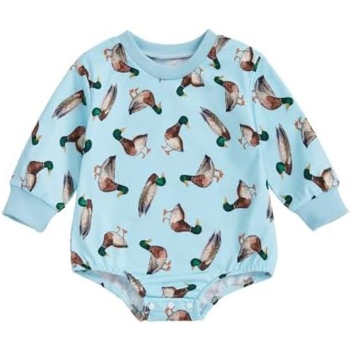 Infant Baby Boy Girl Mallard Duck Romper Short Sleeve Animal Duck One Piece Bodysuit Tops Hunting Baby Clothes