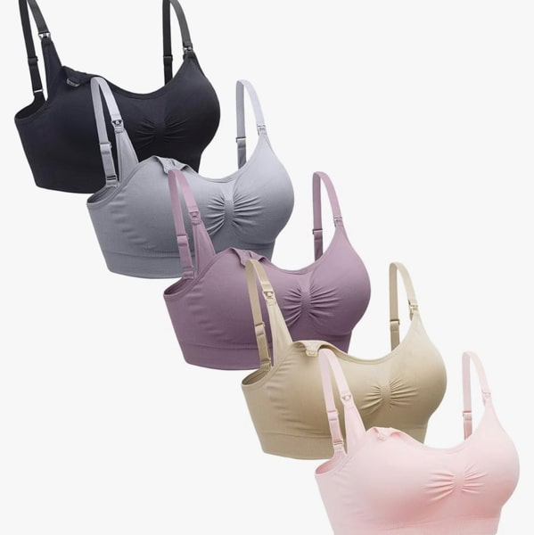 Suekaphin 5PACK Nursing Bra Wireless Bra Women's Sleeping Maternity Bra Breastfeeding Bra