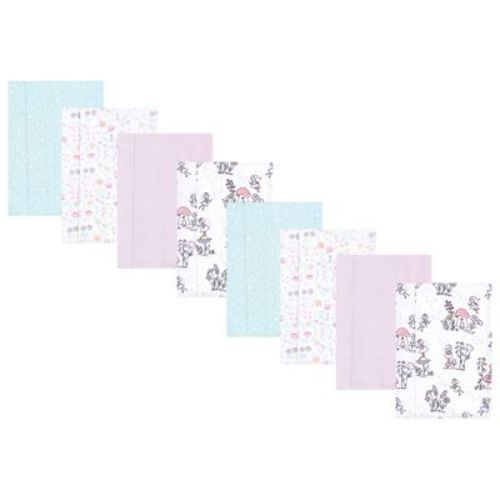 Hudson Baby Boys and Girls Cotton Poly Flannel Burp Cloths 8-Pack, Garden Fairies, One Size