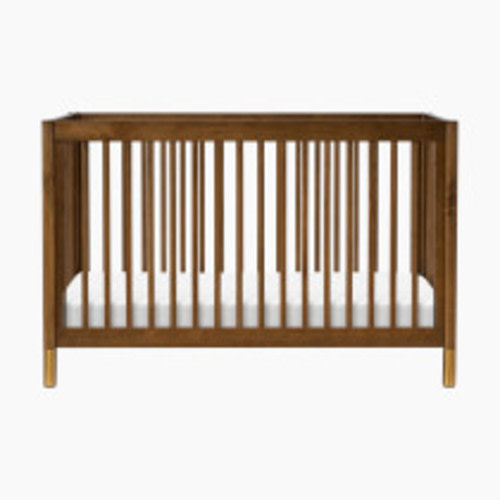 babyletto Gelato 4-in-1 Convertible Crib with Toddler Bed Conversion Kit - Natural Walnut & Gold Feet