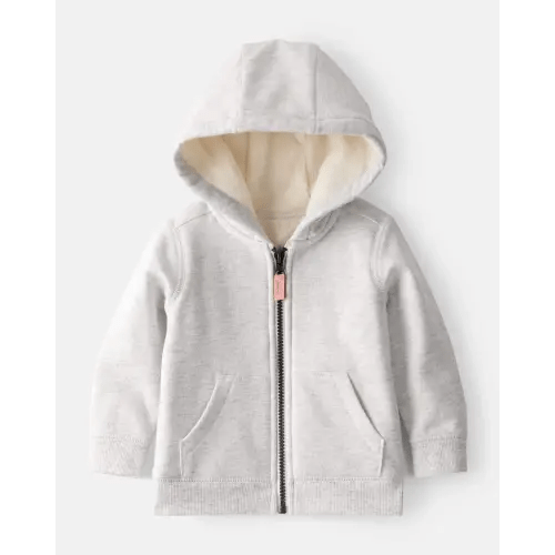 Baby Girl DayDream Fleece Hooded Zip-Up - Grey, 18M