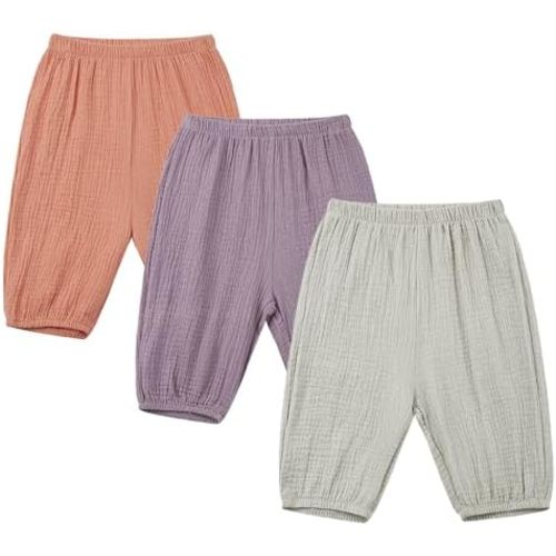 3 Pack Toddler Loose Gauze Capris Harem Pants