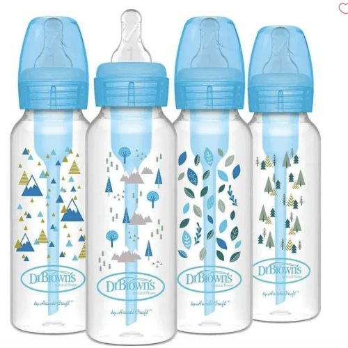 DR. BROWN'S - 8 OZ/ 250 ML OPTIONS+ NARROW ANTI-COLIC BABY BOTTLE, BLUE NATURE, 4-PACK