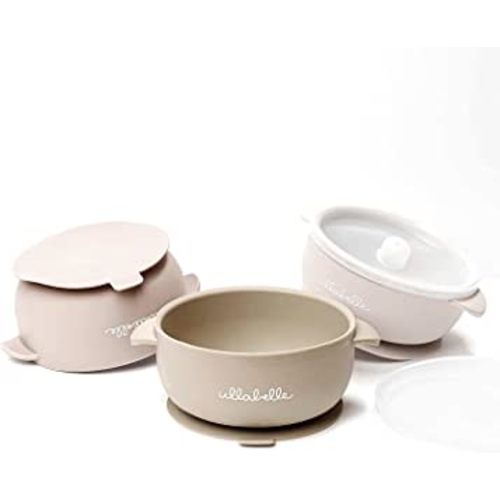Silicone Baby Bowls with Lids | Toddler Food Storage Bowls Set (khaki)