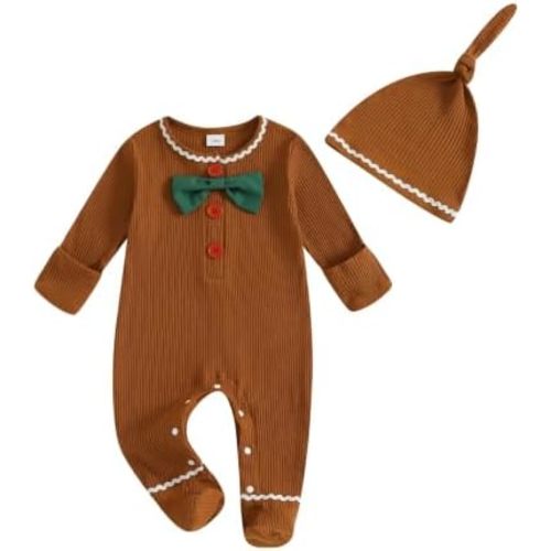 Newborn Baby Girl Boy Clothes Infant Long Sleeve Soild Footed Romper Zipper Footie Jumpsuit With Hat Fall Outfit