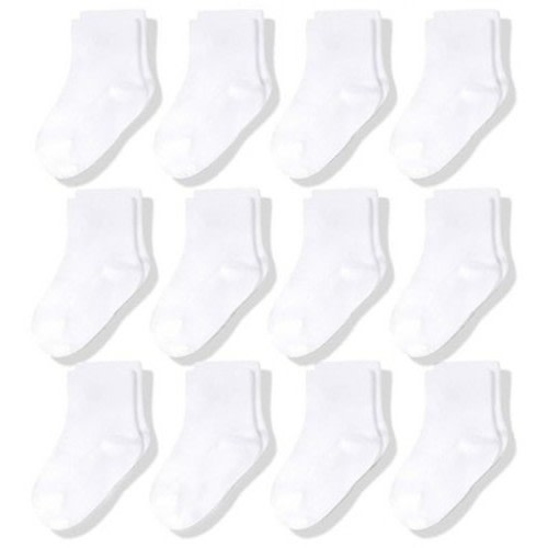 Cozyway 12 Pack Crew Cotton Baby Socks, Stretch Infant Socks, Baby Socks 6-12 Months, White Baby Socks, Unisex