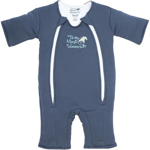 Baby Merlin's Magic Sleepsuit Transition Swaddle Baby Sleep Suit for 6-9 Months - 100% Cotton Layers with Double Zipper for Easy Diaper Change - Comfortable Sleepwear for Back Sleeping - Navy Blue