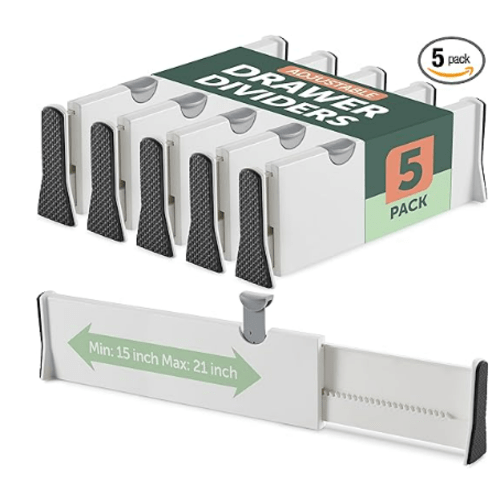 Adjustable Tall Drawer Dividers, [5 Pack]