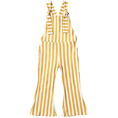 Toddler Kids Baby Girl Stripes Bell-Bottom Jumpsuit Romper Overalls Pants Outfits