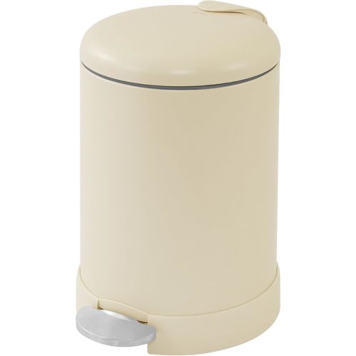 Glad Small Trash Can, 1.2 Gallon | Round Stainless Steel Garbage Bin with Soft Close Lid & Step Foot Pedal | Metal Waste Basket with Removable Inner Bucket, Almond