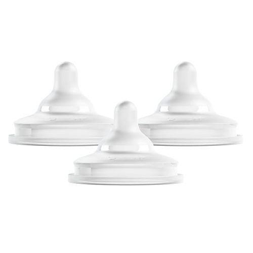 Boon Nursh Curve Silicone Baby Bottle Nipples - Food-Grade Silicone Bottle Nipples - Slow Flow Nipples for Baby Bottles - Baby Bottle-Feeding Supplies - 3 Count