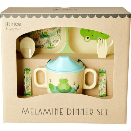 Melamine Baby Dinner Set in Gift Box, Frog - Rice by Rice | Maisonette