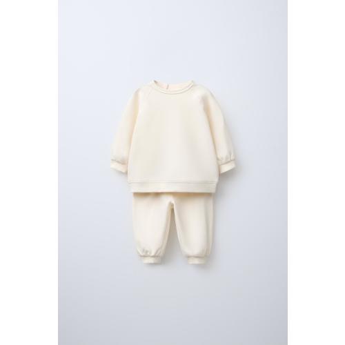 SWEATSHIRT AND JOGGER PANTS MATCHING SET - Ecru | ZARA United States 6-12m