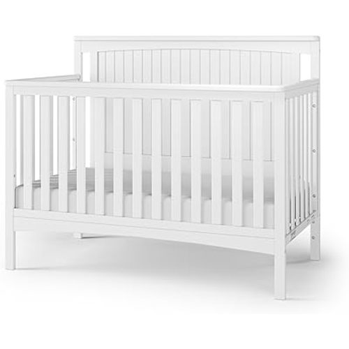 Child Craft Scout 4-in-1 Convertible Crib, Baby Crib Converts to Day Bed, Toddler Bed and Full Size Bed, 3 Adjustable Mattress Positions, Non-Toxic, Baby Safe Finish (Matte White)