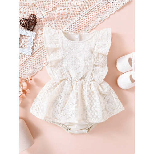 Embroidered Ruffle Trim Dress - Tiny Tiny Tots
