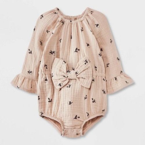 Grayson Mini Baby Girls' Bow Romper, Color: Cream, Size: NewbornNewborn