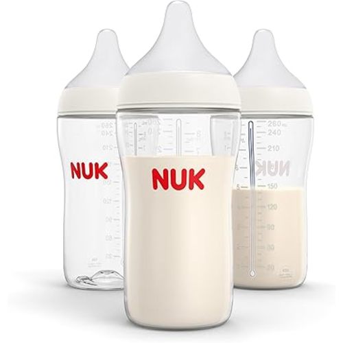 NUK Perfect Match Medium Flow 2-in-1 Natural + Anti-Colic Bottle, 8 oz (240 mL), 3 Pack