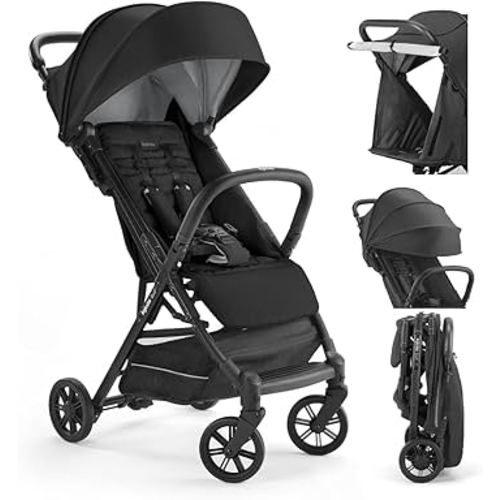 Inglesina Quid Stroller - Puma Black - Ultra Compact Lightweight Travel Stroller for Babies and Toddlers, Airplane Overhead, Foldable, Reclining Seat, Collapsible Canopy, 3 Months - 50 lbs, BPA Free