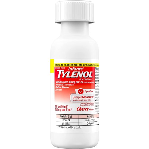 Infants' Tylenol Acetaminophen Medicine, Pain & Fever Relief, Dye-Free Cherry, 1 fl. oz