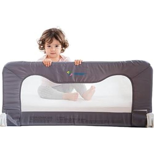 Bed Safety Rails for Toddlers - Bed Rail Guard for Queen, King, Full Szie, Twin Mattress Bed (Grey, 35.5x19.5 Inch (Pack of 1))