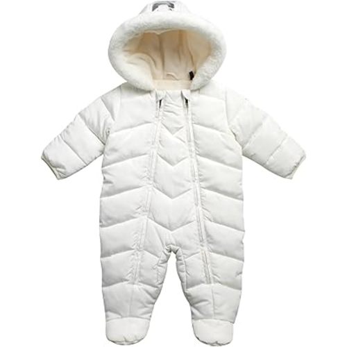 DKNY Baby Girls' Snowsuit - Fleece Lined Hooded Winter Pram - Outerwear Snow Coat for Toddlers & Babies (Infant Sizes: 0-24M)