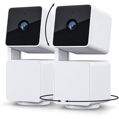 WYZE Cam Pan v3 Indoor/Outdoor IP65-Rated 1080p Pan/Tilt/Zoom Wi-Fi Smart Home Security Camera with Color Night Vision, 2-Way Audio, Compatible with Alexa & Google Assistant, White, 2-Pack