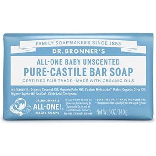 Dr. Bronner’s - Pure-Castile Bar Soap (Baby Unscented, 5 ounce)