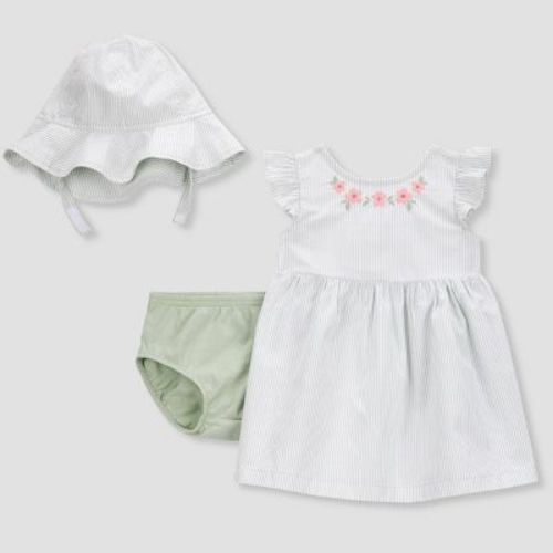 Carter's Just One You® Baby Girls' Striped Floral with Hat - Green