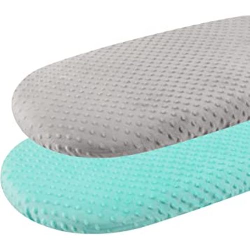 Minky Bassinet Sheet Set 2 Pack Stretch Fitted Cradle Sheets,Ultra Soft Thick Universal Fit Oval Rectangle Hourglass Pad/Mattress, for Baby Girls and Boys Grey Green