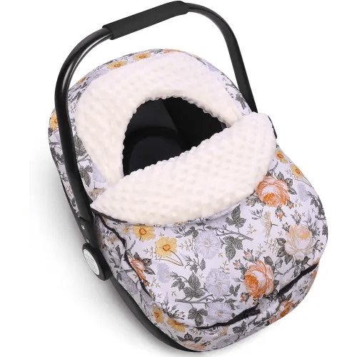 Metplus Winter Baby Car Seat Cover, Blanket-Style Winter Car Seat Canopy for Babies, Warm Plush Fleece Baby Carrier Cover for Infant Boys Girls