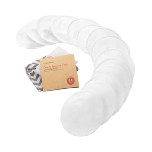 14pk Organic Nursing Pads, Washable Breast Pads + Wash Bag, Reusable Nipple Pads