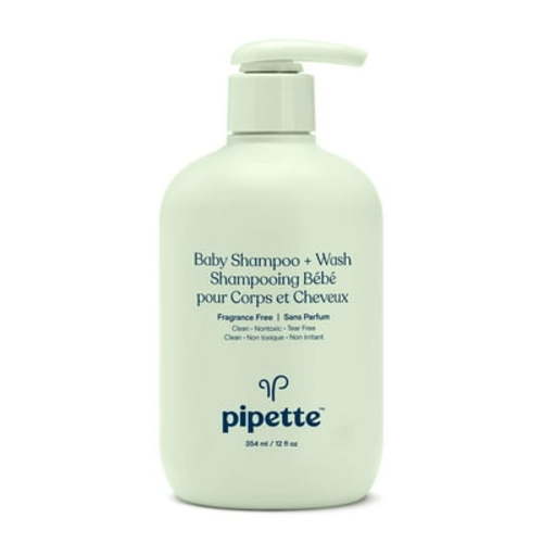 Pipette Baby Shampoo and Body Wash - Fragrance Free, Hypoallergenic, Moisturizing Plant-Derived Squalane,, 11.8 fl oz