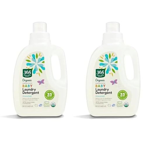 365 by Whole Foods Market, Organic Baby Laundry Detergent (33 HE Loads), Unscented, 50 Fl Oz (Pack of 2)