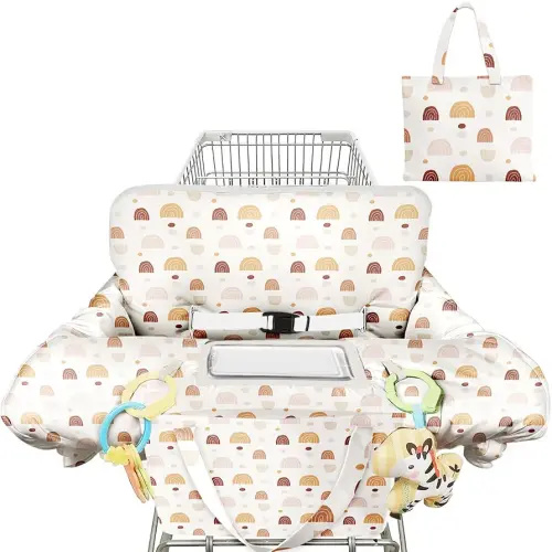 Shopping Cart Cover for Baby 2-in-1 High Chair Cover with Safety Harness Multifunctional Boho Pattern Cart Covers for Babies Soft Padded Grocery Cart Cover for Baby Boy Girl