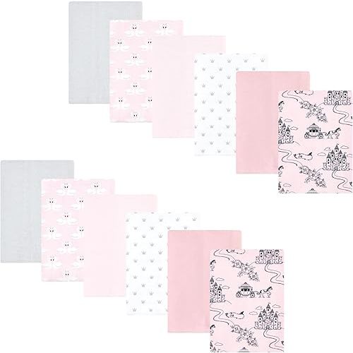 Hudson Baby Unisex Baby Flannel Burp Cloth 12pk, Fairytale Princess, One Size