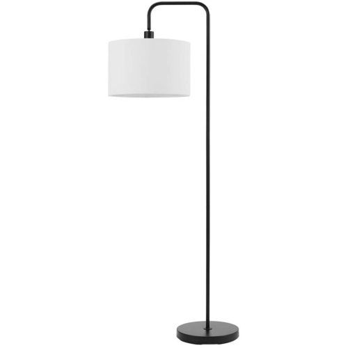 Globe Electric 67065 Barden 58" Floor Lamp, Matte Black, White Linen Shade, On/Off Socket Rotary Switch - Matte Black With White - With Shade