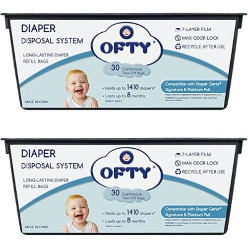 Diaper Refill Bags [60 Count] Compatible with Easy Roll Pail: 7-Layer Leakproof Design | Holds 2820+ Newborn Diapers (16 Month Supply) | Superior Odor Control for Baby & Nursery
