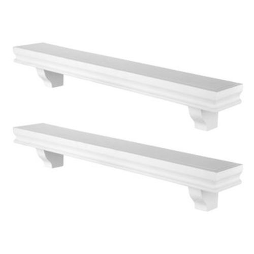 24" Floating Wall Décor Display Ledge Shelves Set Of 2 White - Danya B.: Includes Mounting Hardware, Mdf Crafted