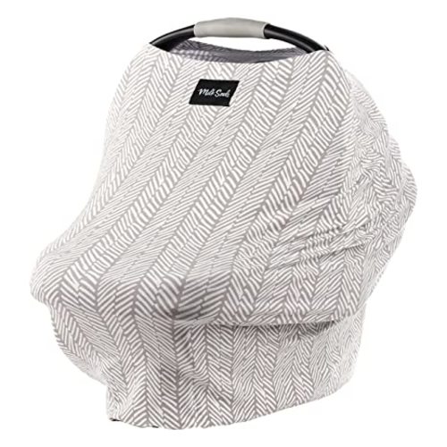 Milk Snob Original 5-in-1 Cover - Added Privacy for Breastfeeding, Baby Car Seat, Carrier, Stroller, High Chair, Shopping Cart, Lounger Canopy - Newborn Essentials, Nursing Top, Herringbone - Taupe