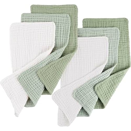 Konssy Muslin Baby Burp Cloths Sets for Unisex- 6 Pack Large 100% Cotton Burping Clothes for Newborn,Baby Girls and Boys