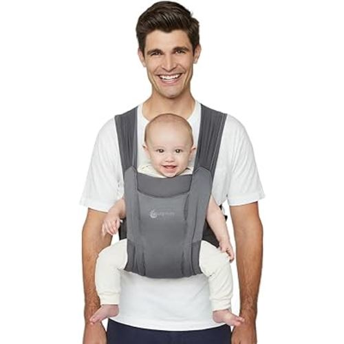 Ergobaby Embrace Baby Carrier Newborn to Toddler - Breathable Baby Carriers for Summer - Cozy Essentials (7-25 Pounds), Soft Air Mesh, Washed Black