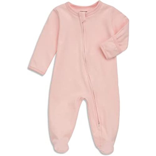 Aablexema Baby Footed Pajamas with Mitten Cuffs - Unisex Newborn Infant 2 Ways Zipper Cotton Footie Pjs