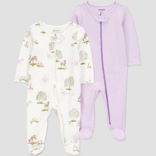 Carter's Just One You® Baby Girls' 2pk Forest Sleep N' Play - Purple 3M