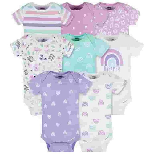 Onesies Brand Baby Girl Short Sleeve Bodysuits, 8-Pack, Sizes Newborn-12 Months