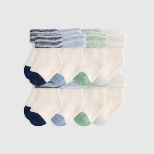 Quince Organic Cotton Fold Over Socks 8-Pack - Blue Multi