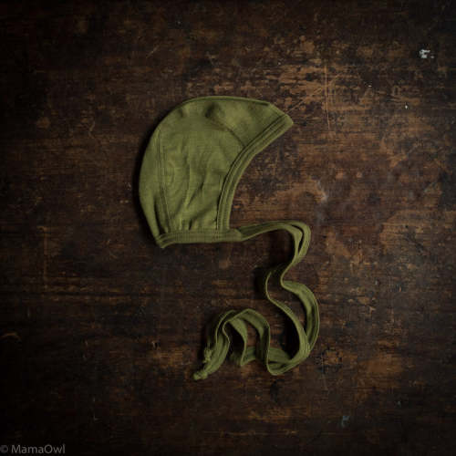 Piculet Baby Bonnet - Merino Wool & Silk - Moss