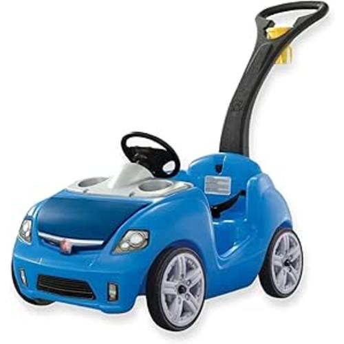 Step2 Whisper Ride II Kids Push Cars, Ride On Car, Seat Belt, Horn, Toddlers Ages 1.5 – 4 Years Old, Max Weight 50 lbs., Quick Storage, Stroller Substitute, Blue - Large